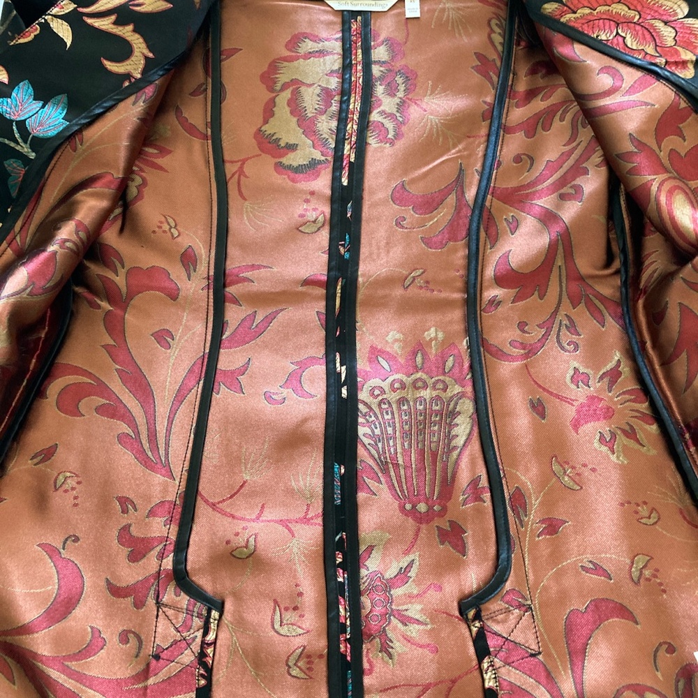 Soft Surroundings Jacket "Moon Dynasty" Black Floral Brocade NWOT XS 6 8 Bust 38 - Picture 13 of 13